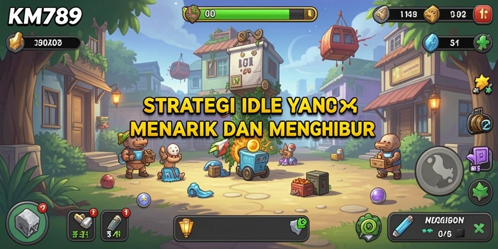 Tangkapan layar gameplay KM789 menampilkan mekanisme permainan Idle yang intuitif.