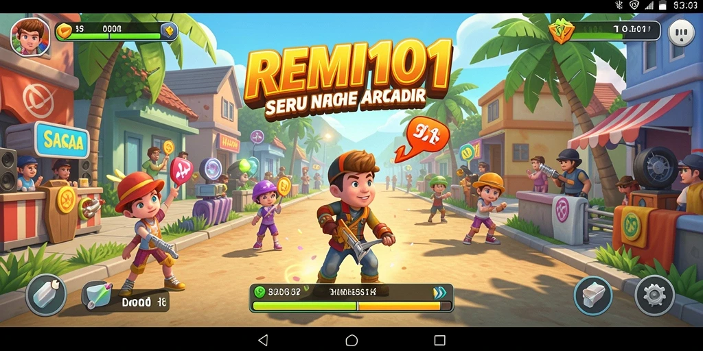 Tangkapan layar utama REMI101 yang menampilkan gameplay arcade yang menyenangkan.